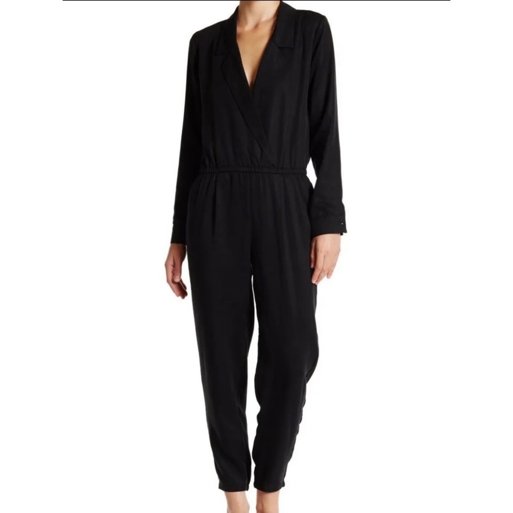Michael Stars Black Long Sleeve Collared Jumpsuit